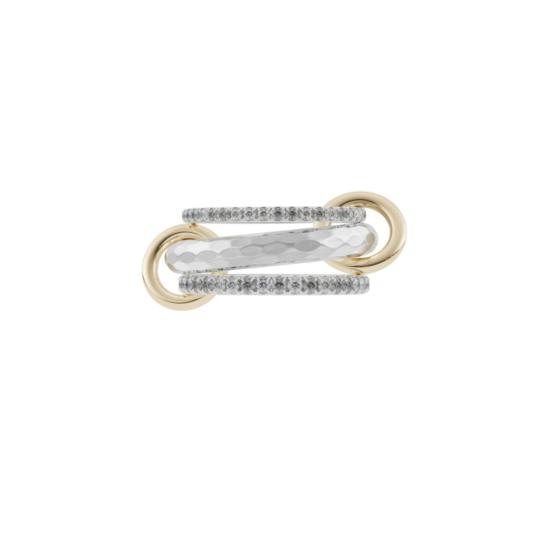 SPINELLI KILCOLLIN STERLING SILVER 18K YELLOW GOLD GREY DIAMOND TRIPLE RING - 1.15CTW  266-01532