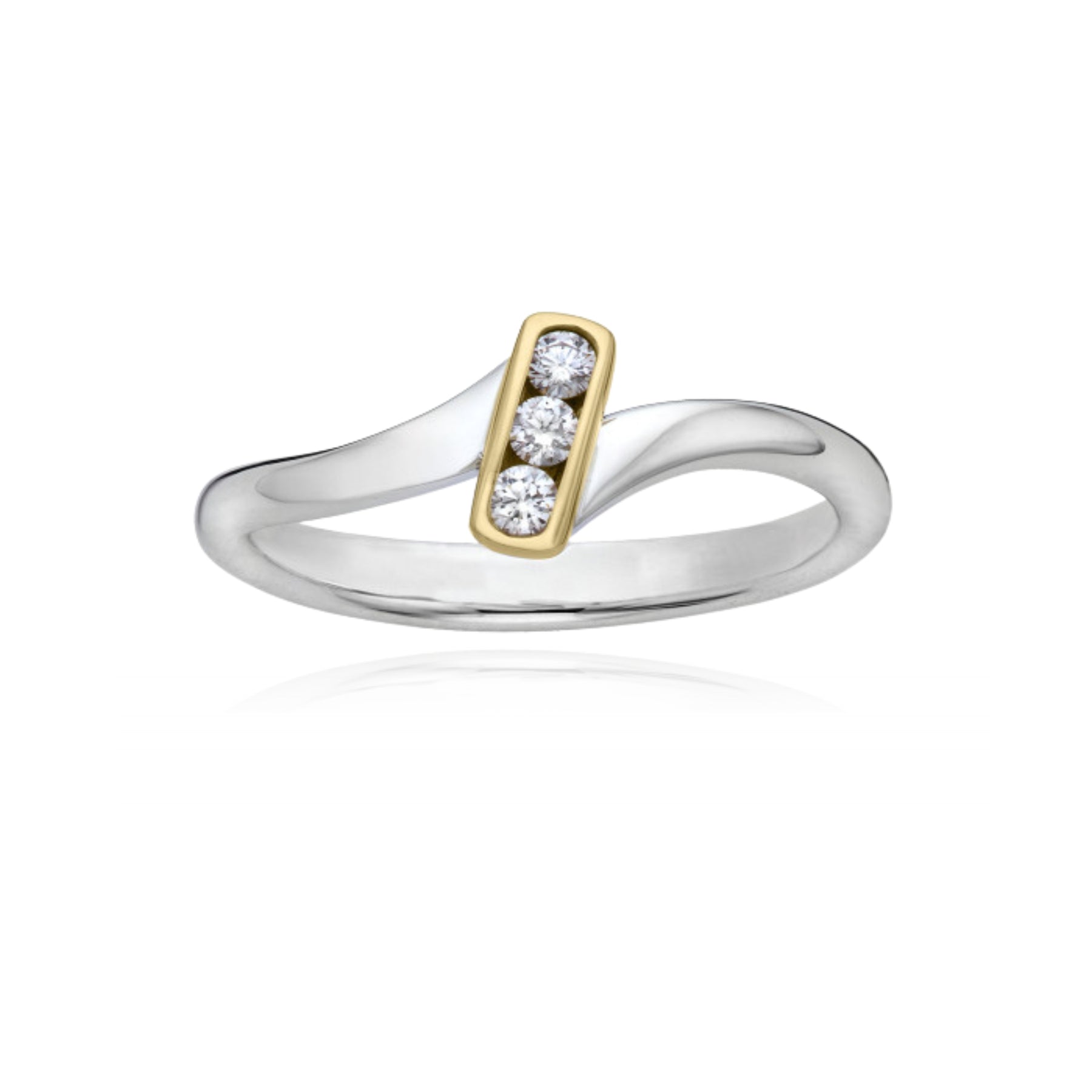 ED LEVIN STERLING SILVER 14K YELLOW GOLD DIAMOND AURORA RING
