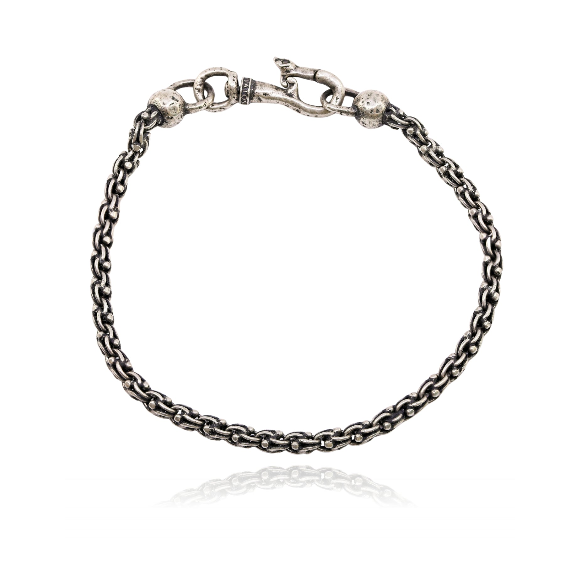 JOHN VARVATOS DISTRESSED STERLING SILVER CHAIN LINK BRACELET