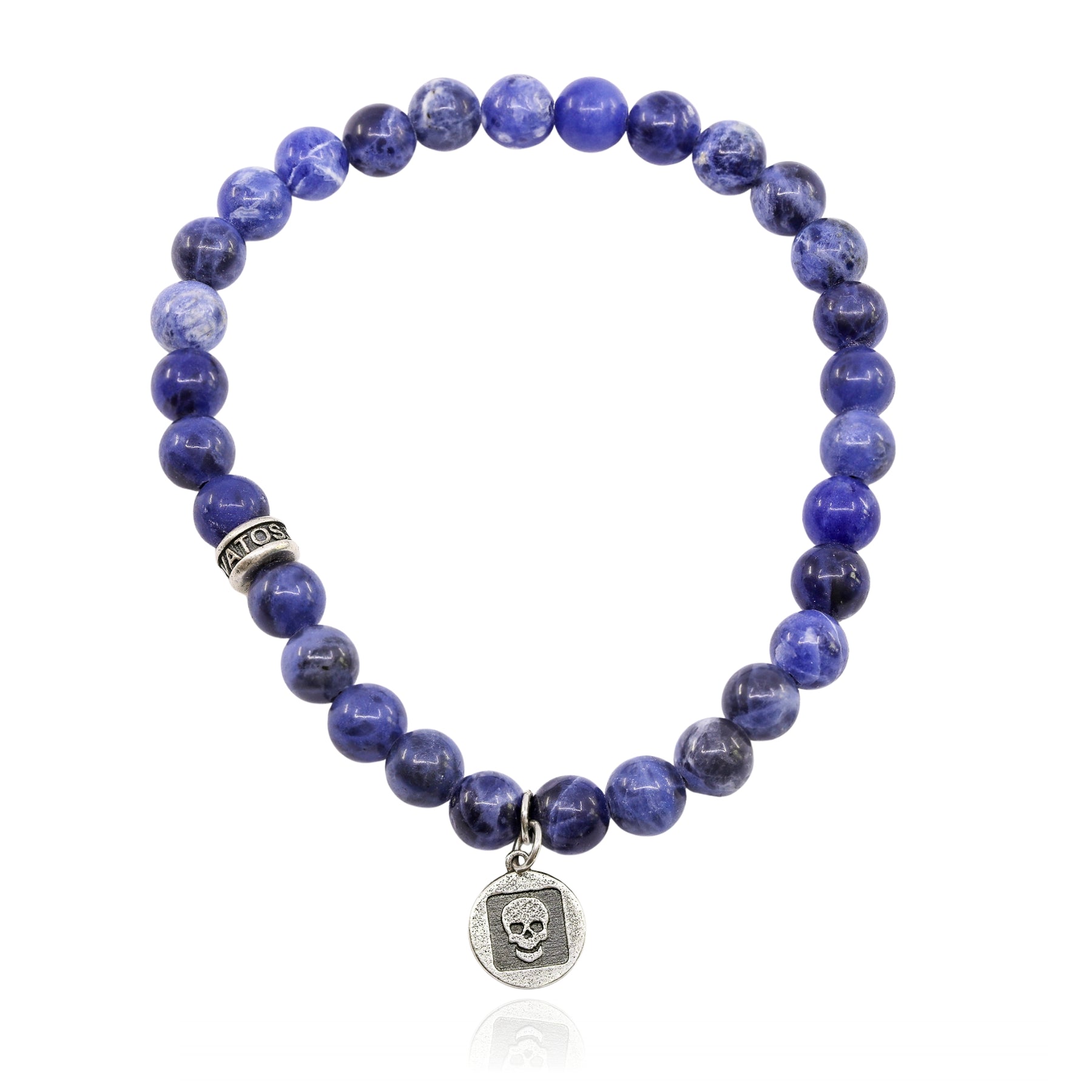 JOHN VARVATOS STERLING SILVER SODALITE BEAD BRACELET