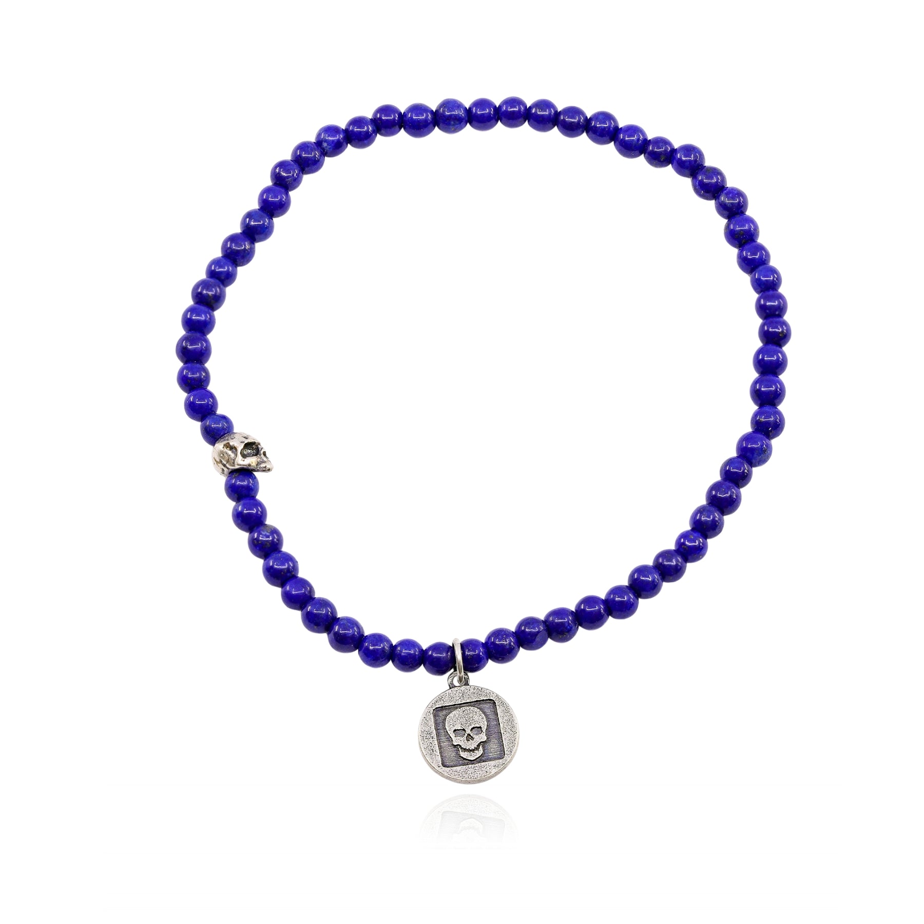 JOHN VARVATOS STERLING SILVER LAPIS BEAD BRACELET