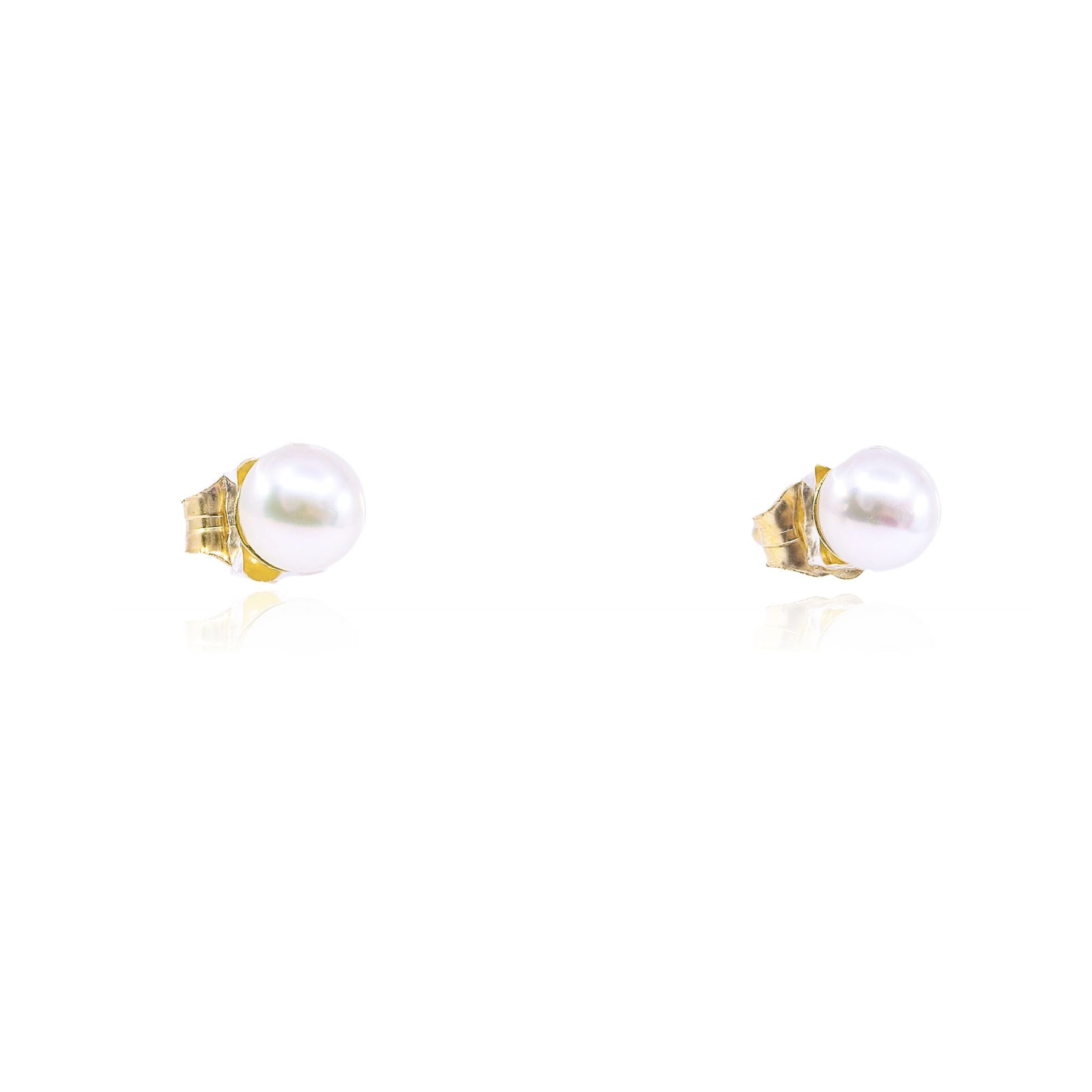 14K YELLOW GOLD CULTURED PEARL STUD EARRINGS