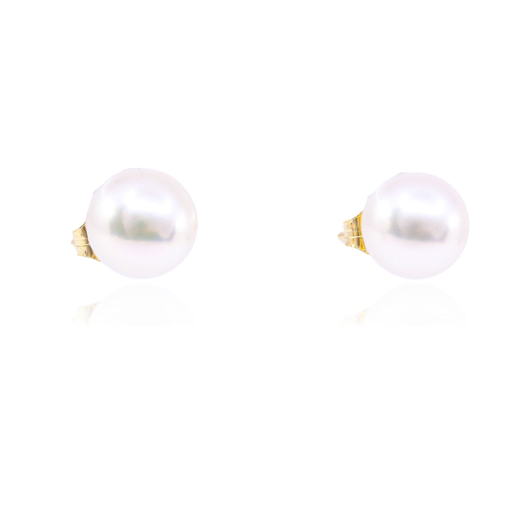14K YELLOW GOLD CULTURED PEARL STUD EARRINGS