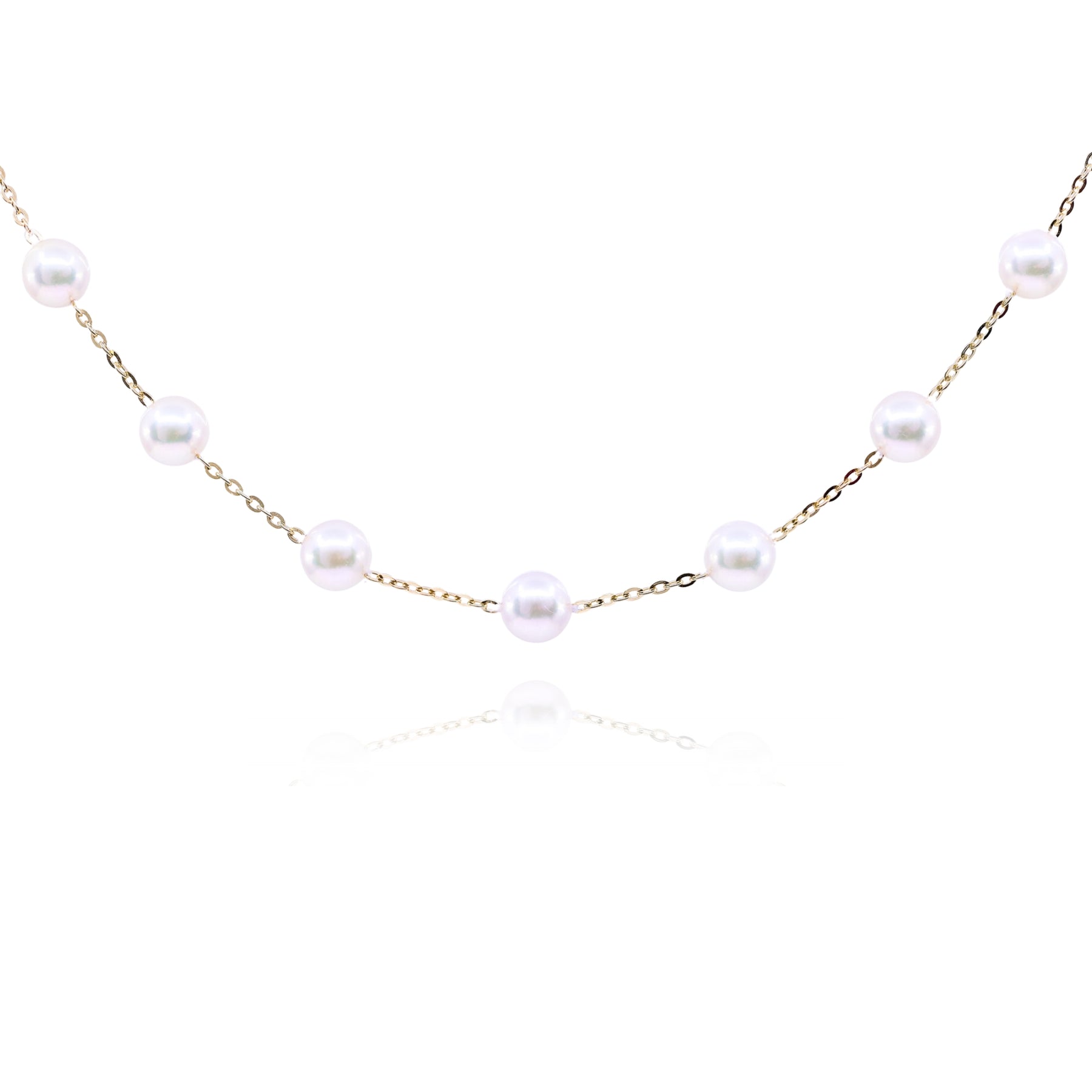 14K YELLOW GOLD 7MM JAPANESE CULTURED PEARL NECKLACE