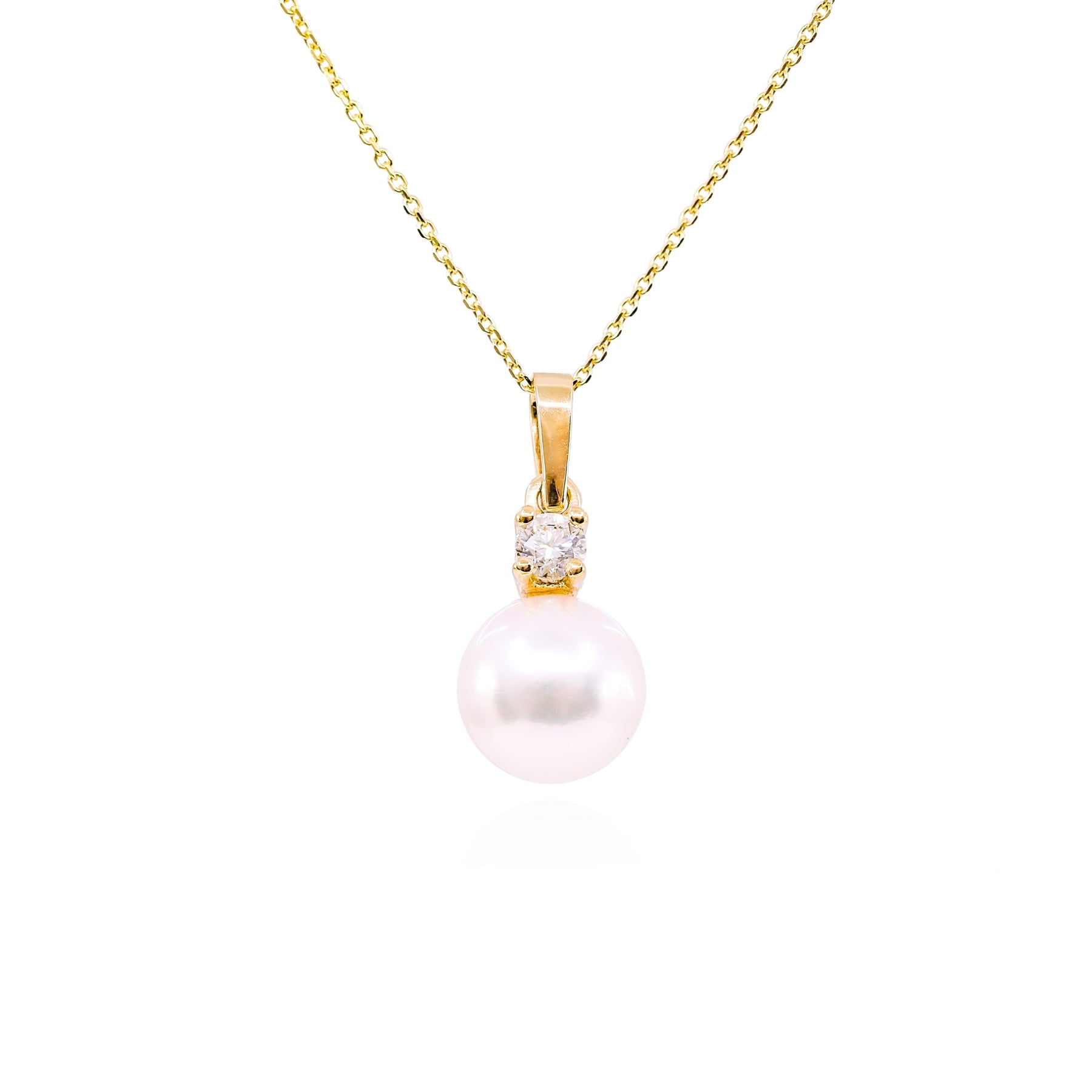 18K YELLOW GOLD PEARL PENDANT DIAMOND ACCENT NECKLACE  272-01264