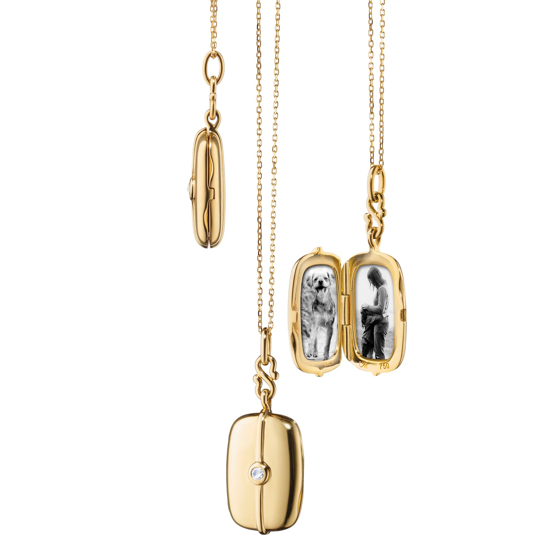 MONICA RICH KOSANN 18K YELLOW GOLD SLIM SKYE LOCKET DIAMOND NECKLACE
