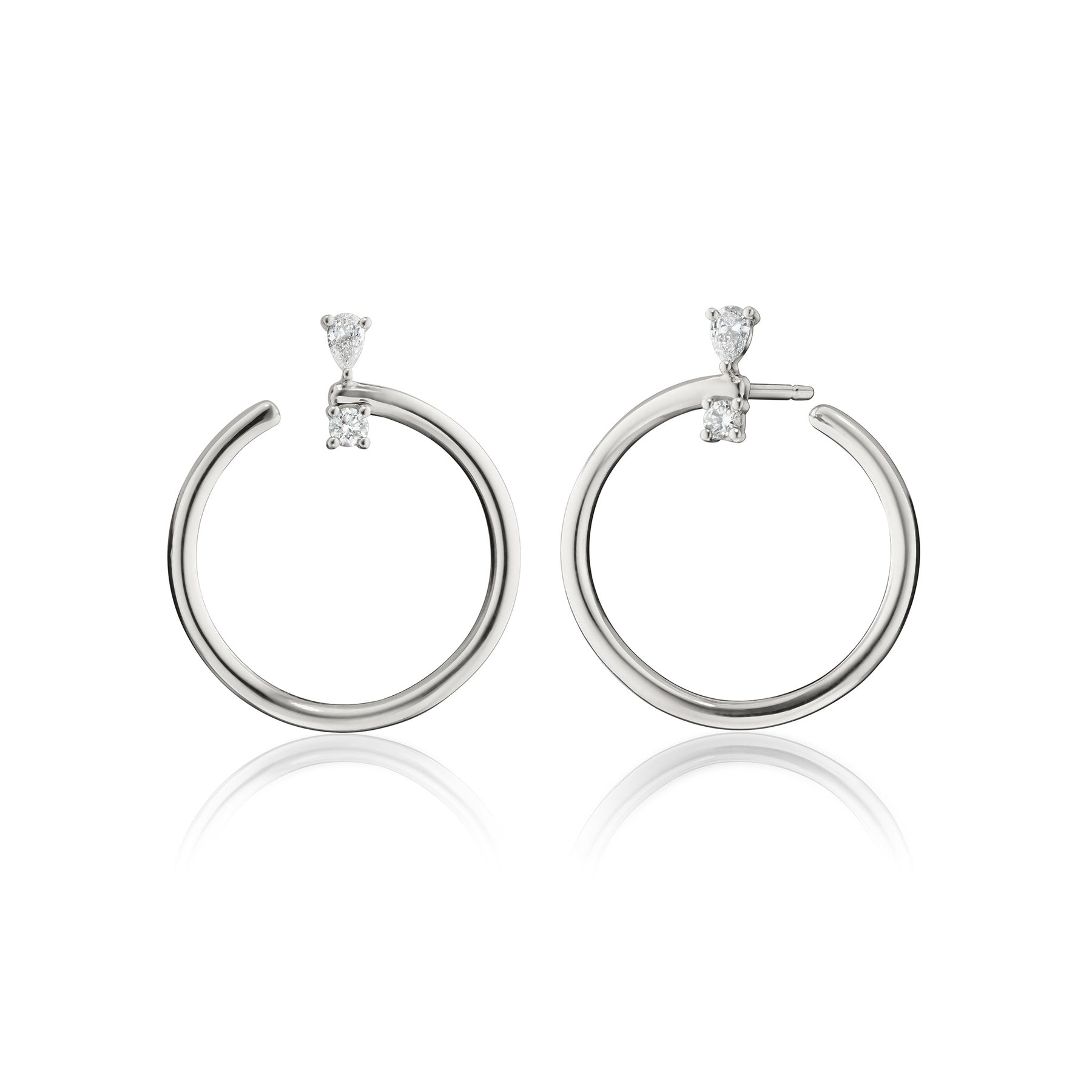 MONICA RICH KOSANN STERLING SILVER MIXED CUT WHITE SAPPHIRE HOOP EARRINGS