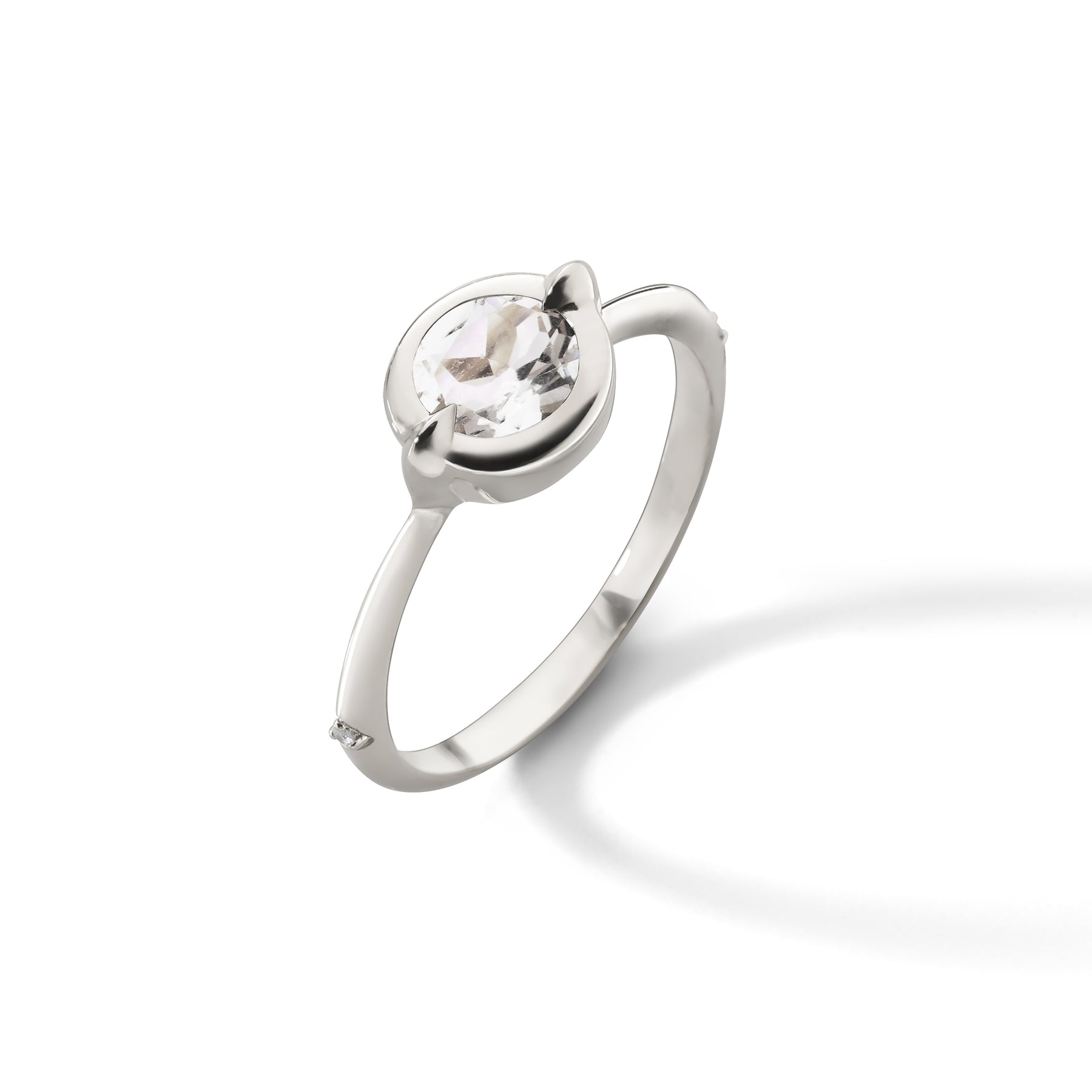 MONICA RICH KOSANN STERLING SILVER ROUND ROCK CRYSTAL COCKTAIL RING