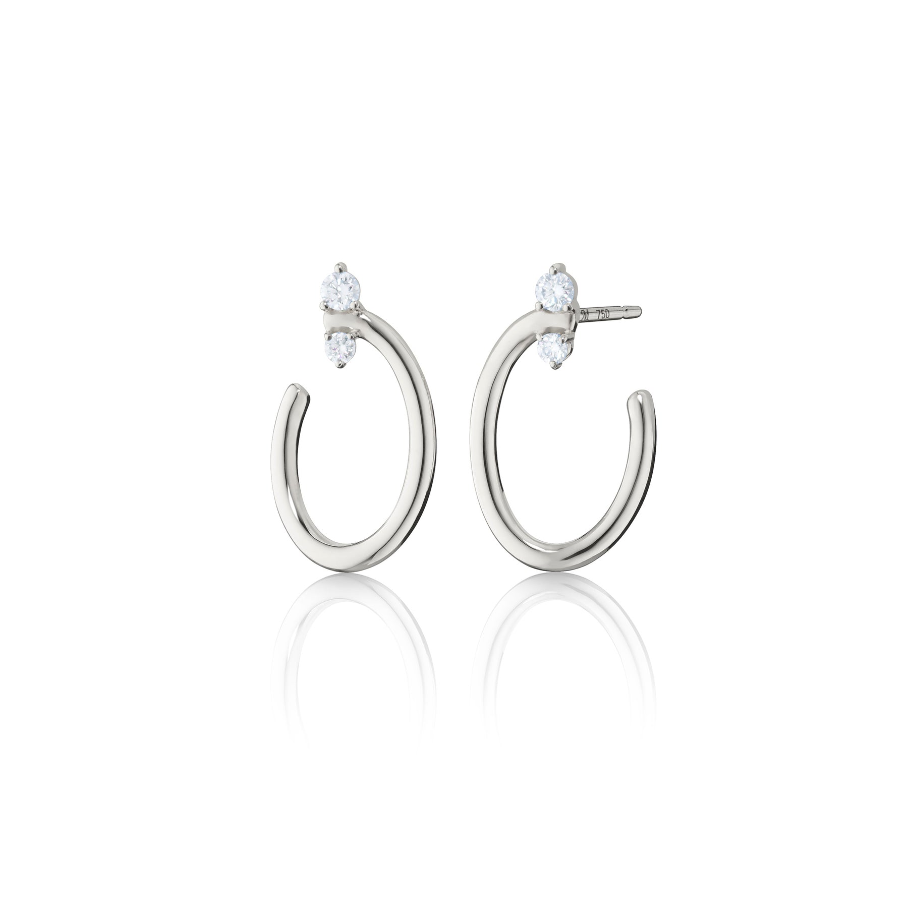 MONICA RICH KOSANN STERLING SILVER SMALL OVAL HOOP EARRINGS WITH SAPPHIRE ACCENTS