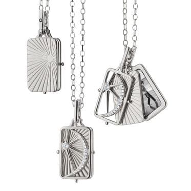 MONICA RICH KOSANN STERLING SILVER SUN MOON STARS GATE LOCKET NECKLACE