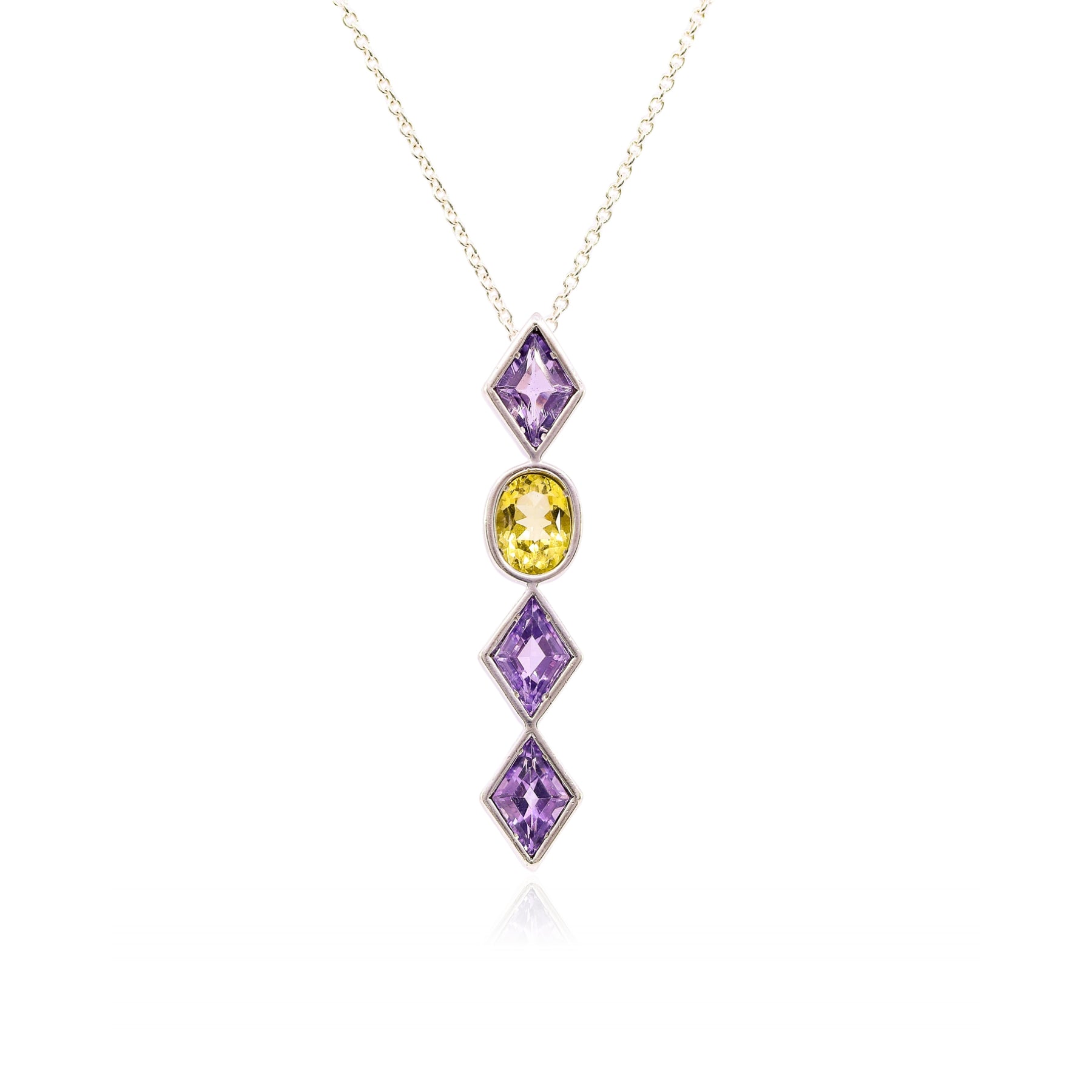 STERLING SILVER AMETHYST AND BERYL NECKLACE
