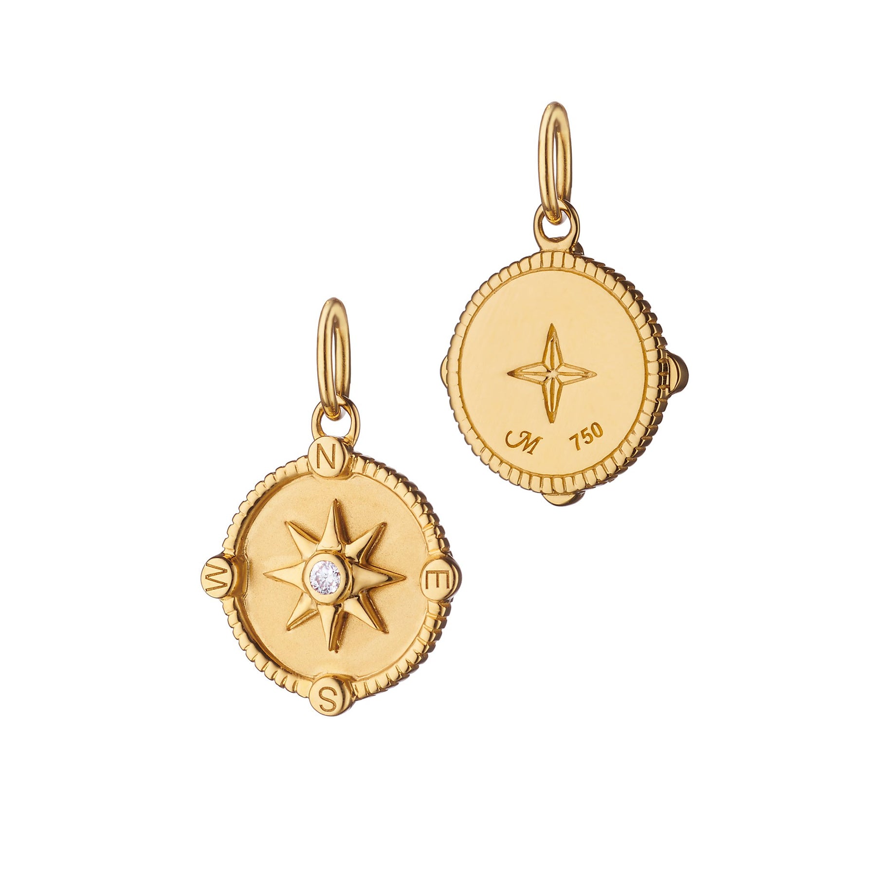 MONICA RICH KOSANN 18K YELLOW GOLD MINI COMPASS CHARM NECKLACE WITH DIAMOND ACCENT