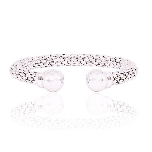 ESTATE 18K WHITE GOLD FLEXIBLE CUFF BRACELET