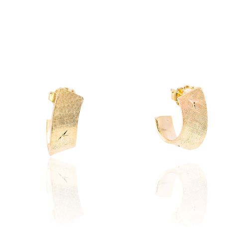 ESTATE JENNY LIN UPCYCLED 14K YELLOW GOLD CURVED HOOP EARRINGS