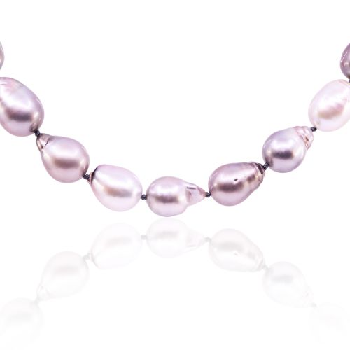 MULTI-COLOR BAROQUE TAHITIAN PEARL NECKLACE WITH 18K WHITE GOLD CLASP