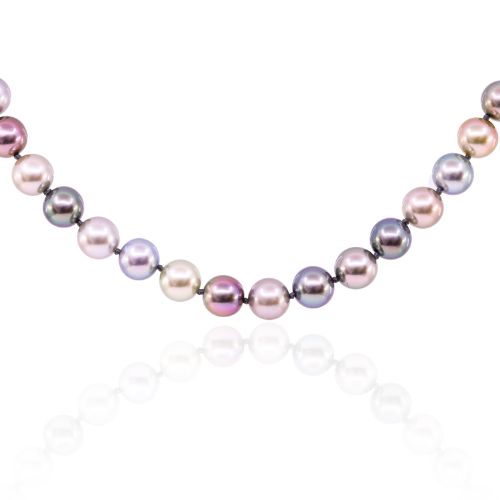 18-INCH MULTI-COLOR TAHITIAN PEARL STRAND NECKLACE WITH 18K WHITE GOLD CLASP