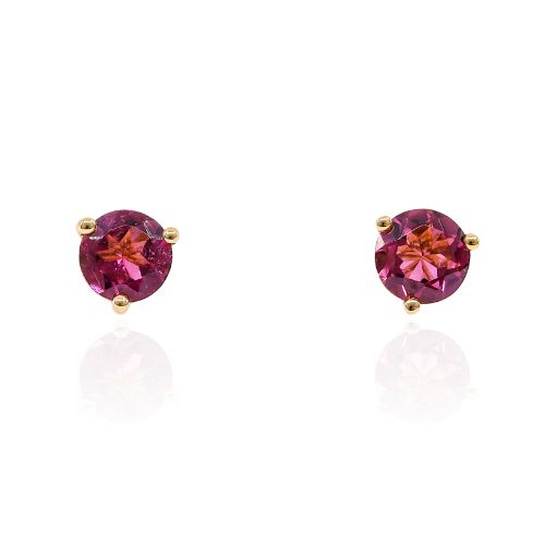 14K YELLOW GOLD PINK TOURMALINE STUD EARRINGS 1.06CTW