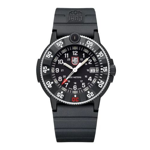 43MM LUMINOX NAVY SEAL ORIGINAL 3001 HERITAGE QUARTZ BLACK AND WHITE DIAL WATCH