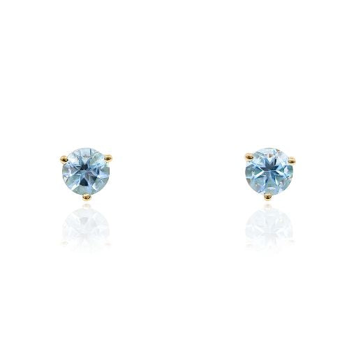 14K YELLOW GOLD MARTINI SET BLUE TOPAZ STUD EARRINGS