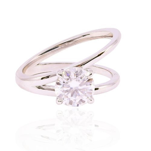 14K WHITE GOLD SIDE SPLIT 1.76CT MOISSANITE ENGAGEMENT RING