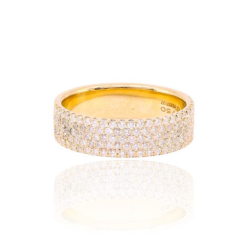18K YELLOW GOLD 5-ROW PAVE DIAMOND WEDDING BAND 0.74CTW