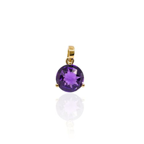 14K YELLOW GOLD MARTINI SET AMETHYST PENDANT 1.58CT