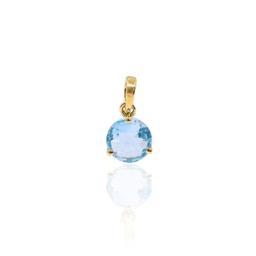 14K YELLOW GOLD MARTINI SET BLUE TOPAZ PENDANT 1.41CT
