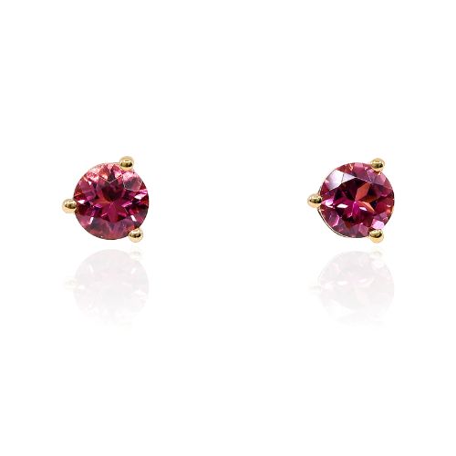 14K YELLOW GOLD MARTINI SET PINK TOURMALINE STUD EARRINGS 0.96CTW