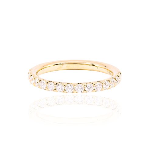 18K YELLOW GOLD BEAD-SET ROUND DIAMOND WEDDING BAND 0.50CTW