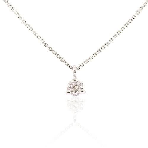 14K WHITE GOLD 0.30CT ROUND SIRIUS STAR 80 DIAMOND SOLITAIRE PENDANT NECKLACE