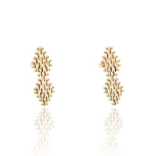 ESTATE 14K YELLOW GOLD DOUBLE FACETED LINK EARRINGS