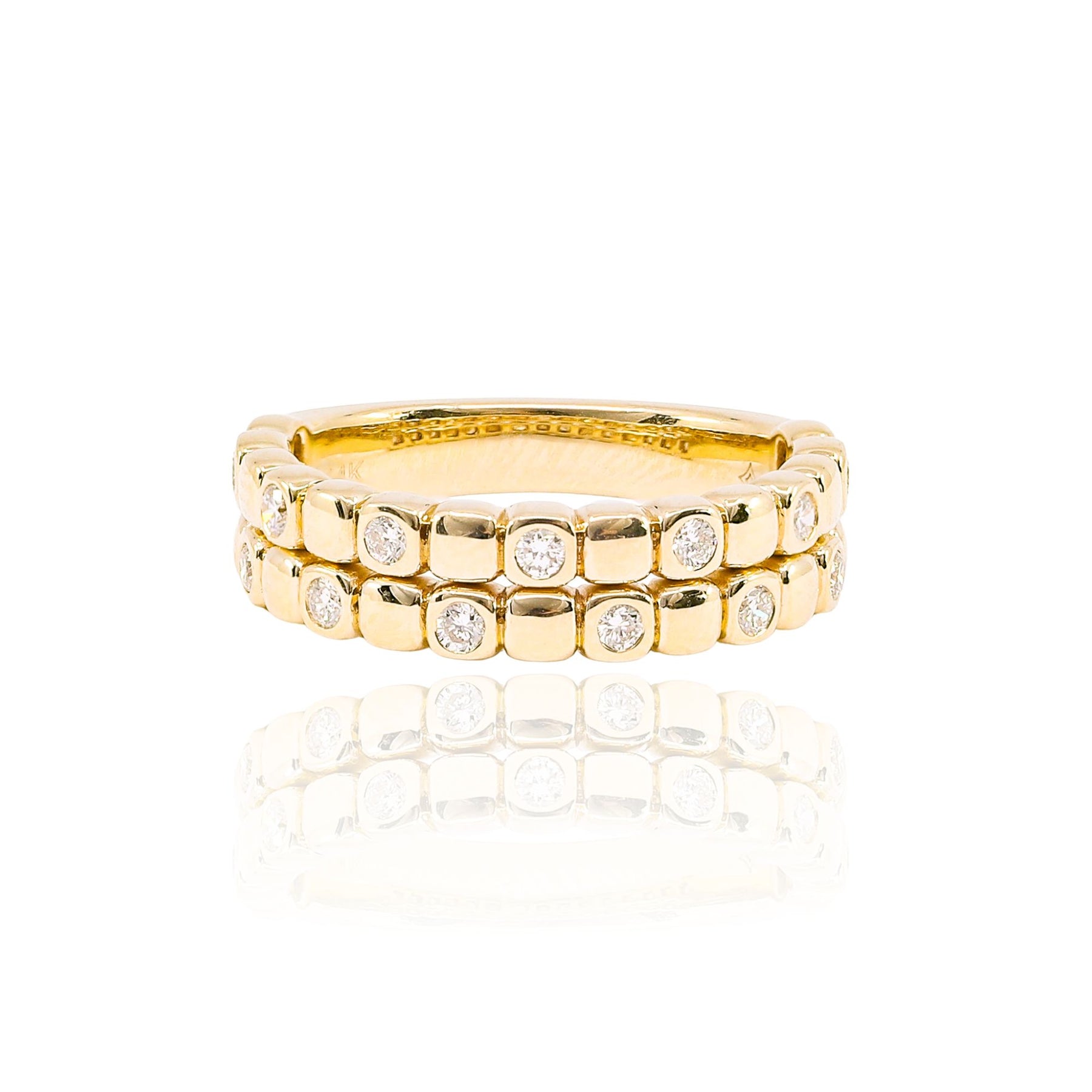 VLORA 14K YELLOW GOLD DOUBLE ROW DIAMOND BAND 0.38CTW