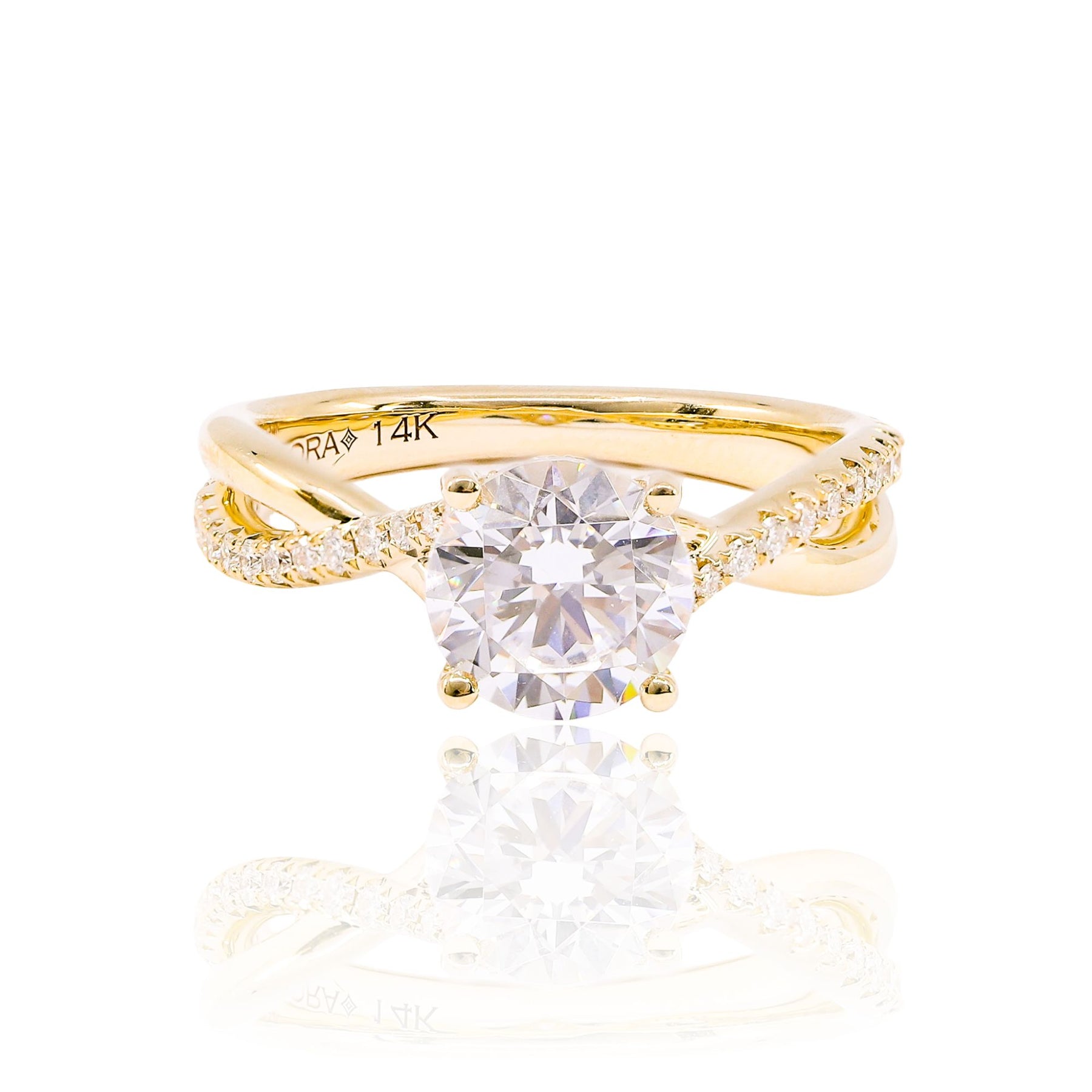 VLORA 14K YELLOW GOLD DIAMOND ENGAGEMENT RING WITH HIDDEN HALO GALLERY - SETTING ONLY
