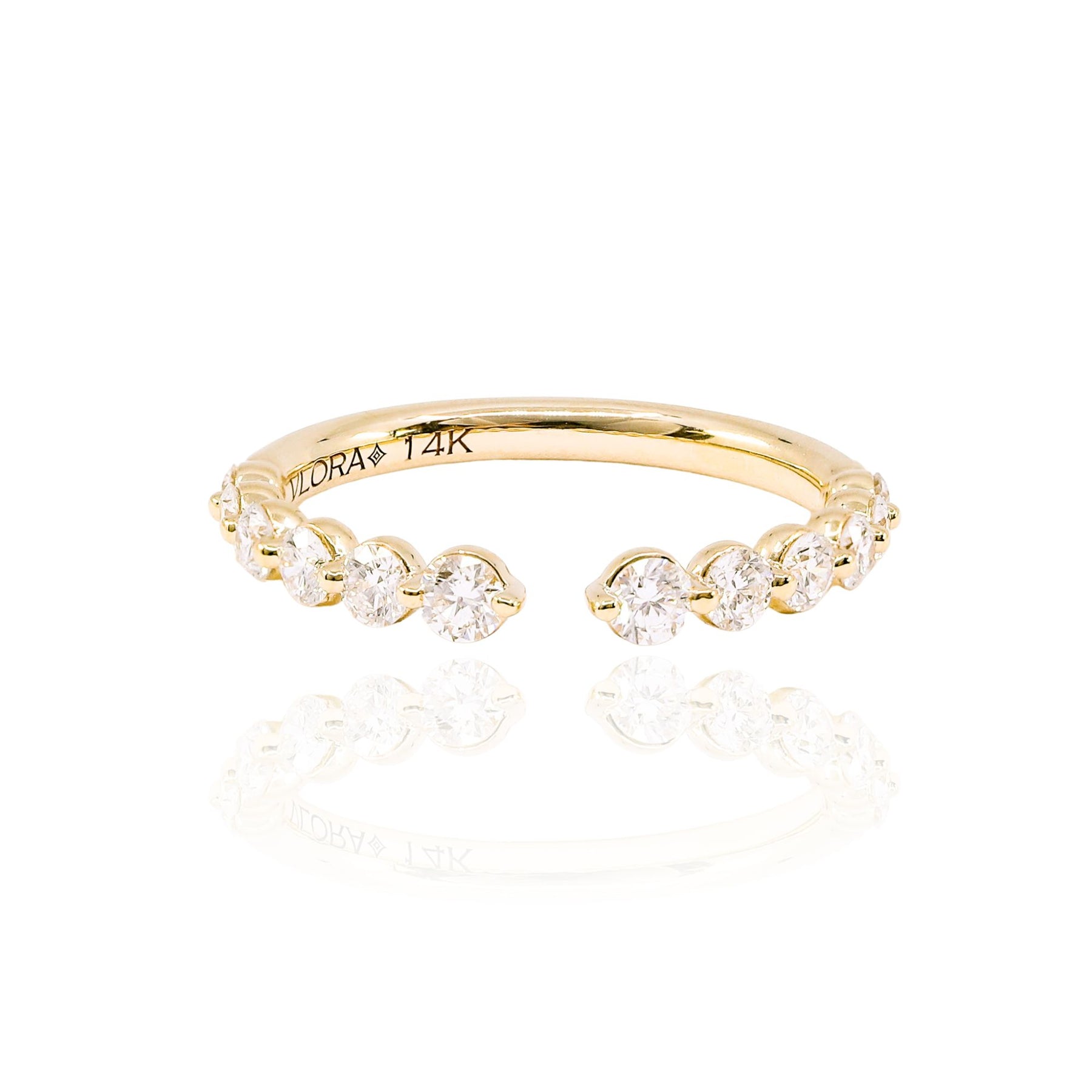 VLORA 14K YELLOW GOLD OPEN TOP DIAMOND WEDDING BAND 0.66CTW