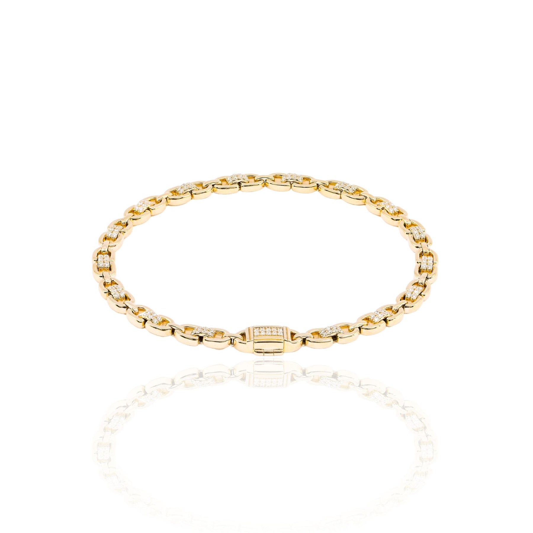 VLORA 14K YELLOW GOLD MARINER PAVE DIAMOND BRACELET 0.45CTW