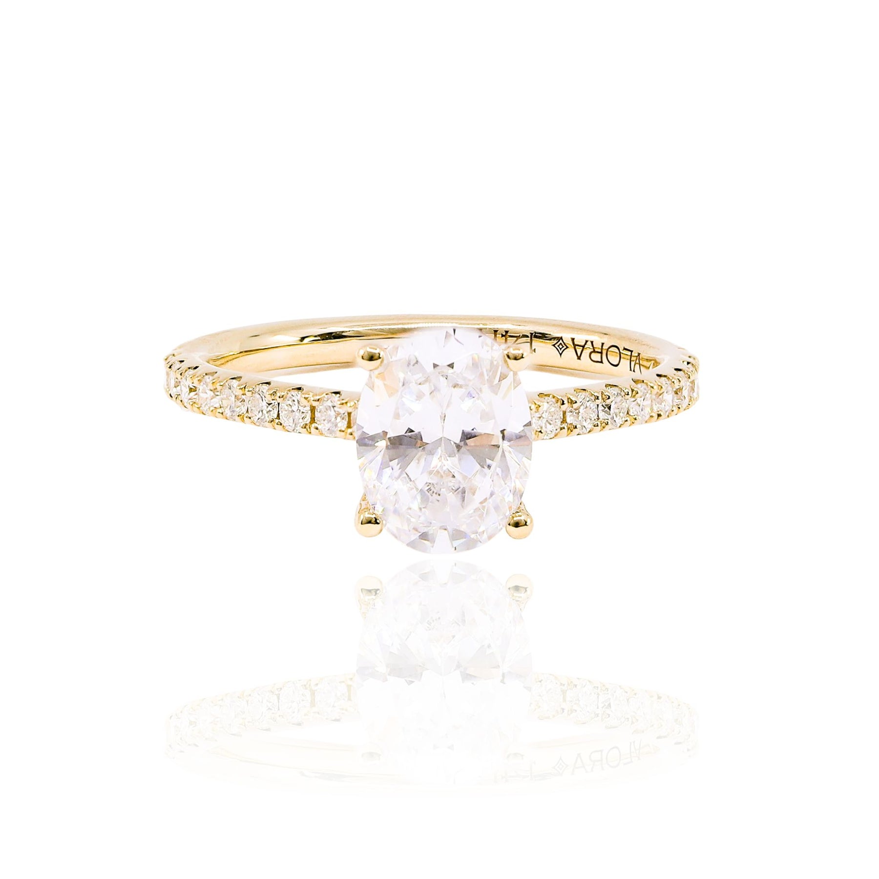 VLORA 14K YELLOW GOLD OVAL DIAMOND ENGAGEMENT RING WITH HIDDEN HALO GALLERY