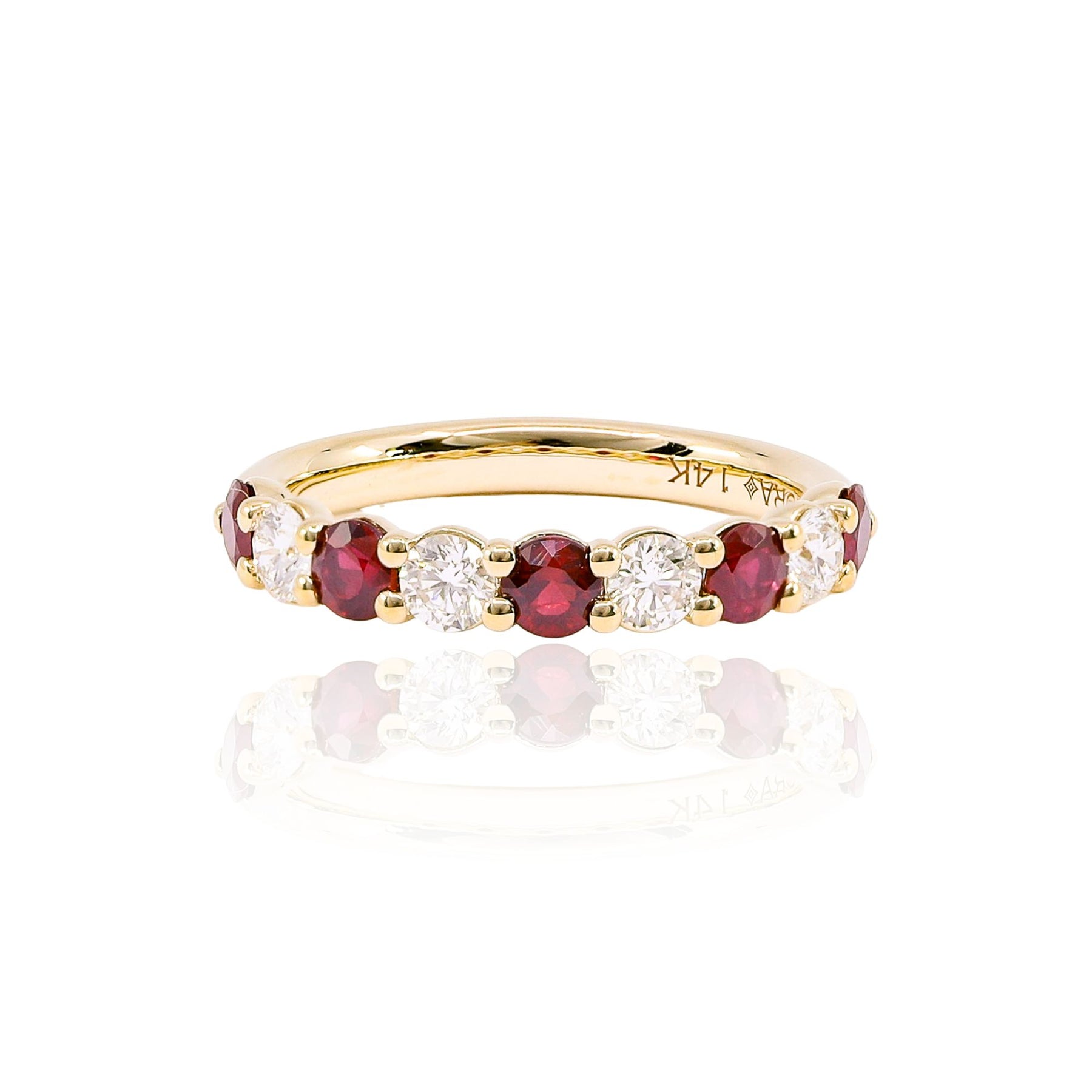 VLORA 14K YELLOW GOLD RUBY AND DIAMOND ANNIVERSARY BAND