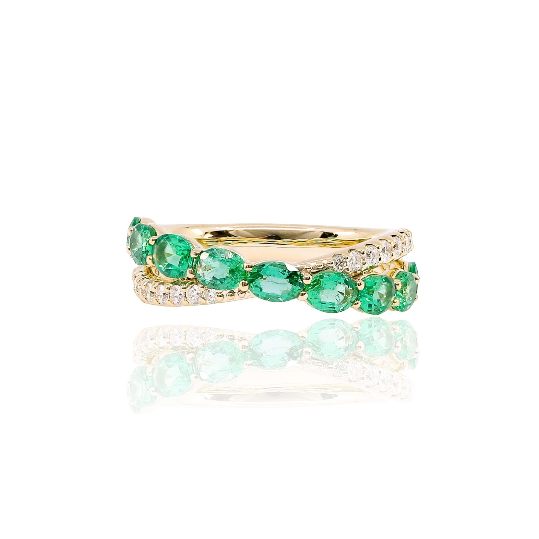 VLORA 14K YELLOW GOLD ADELLA EMERALD AND DIAMOND FASHION RING