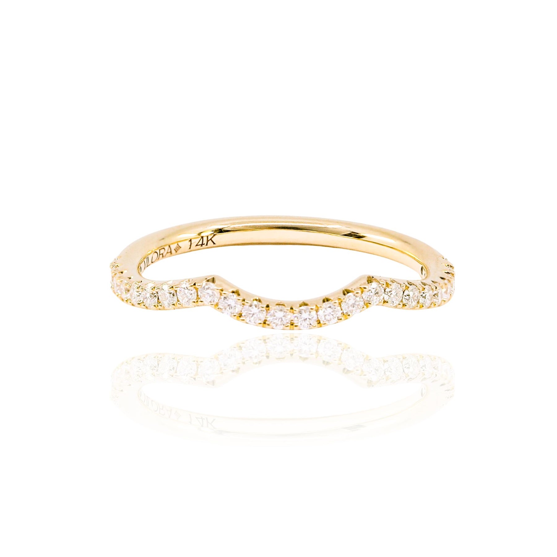 VLORA 14K YELLOW GOLD PAVE CONTOURED WEDDING BAND 0.26CTW
