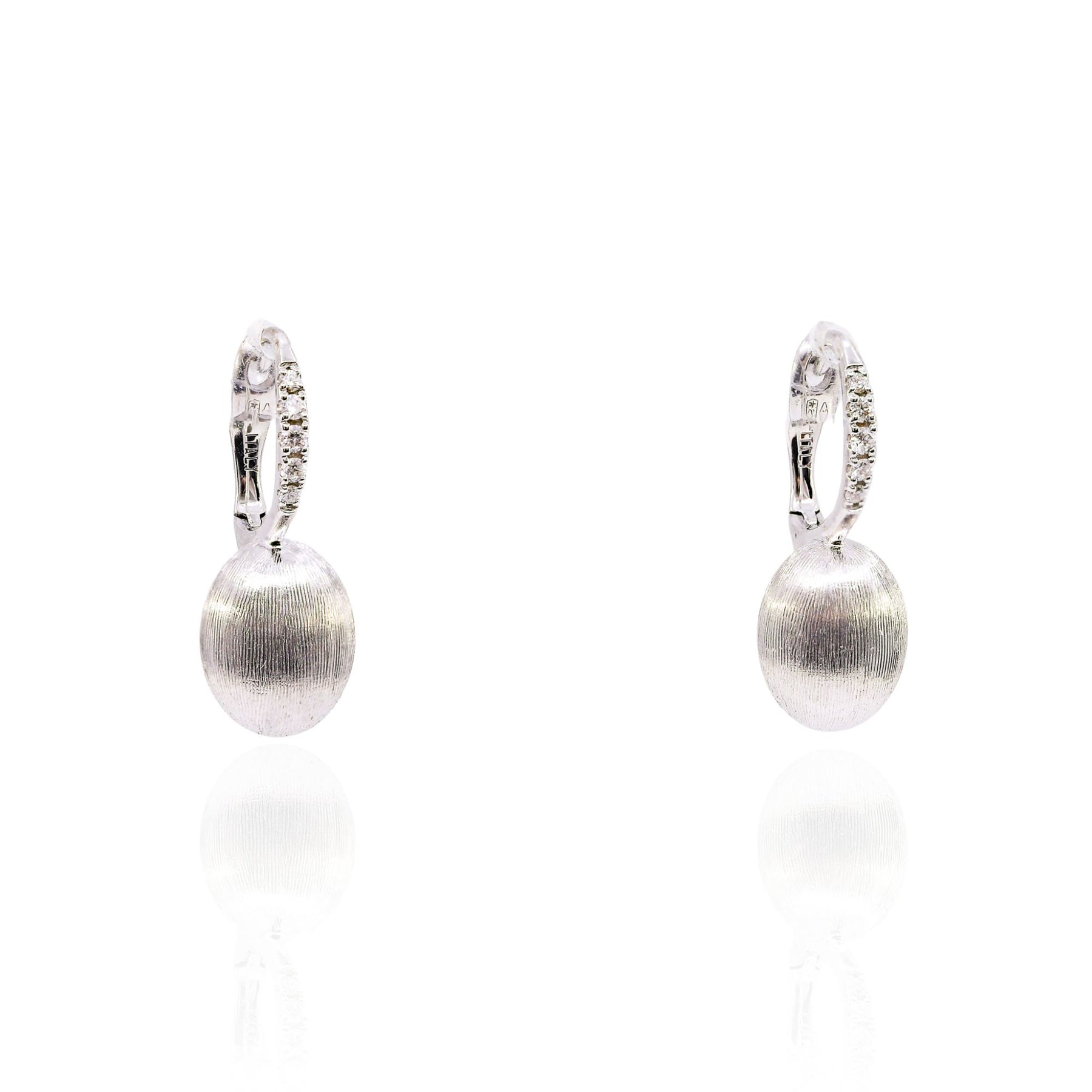 NANIS 18K WHITE GOLD BALL DROP DIAMOND DANGLE EARRINGS