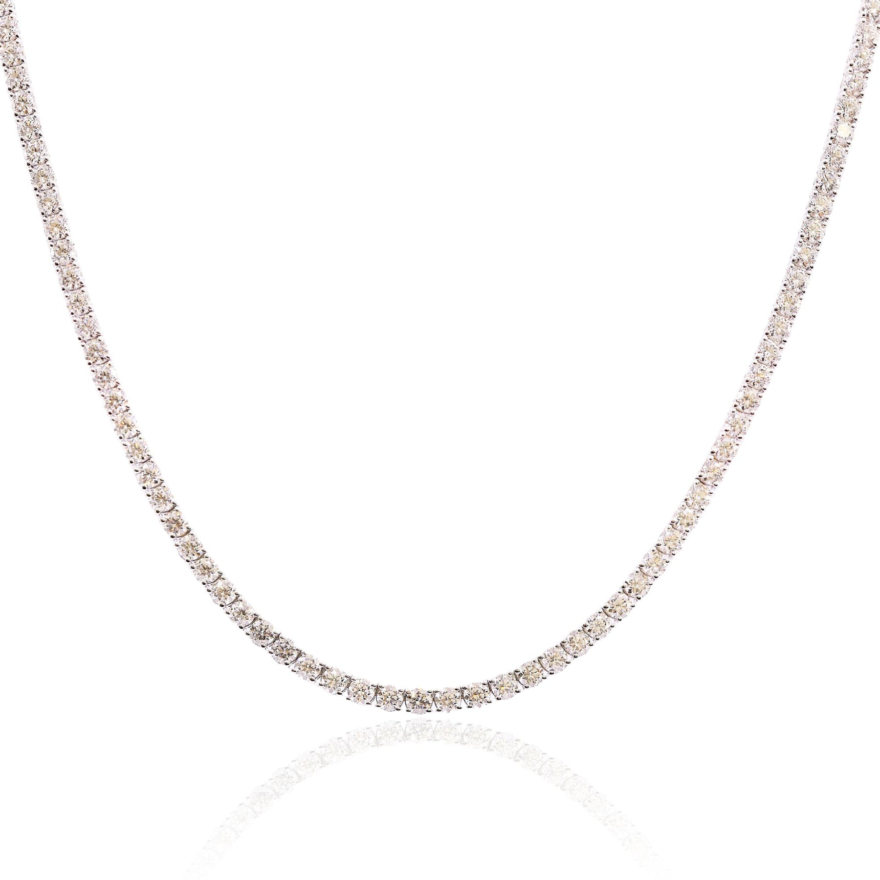 14K WHITE GOLD 24-INCH TENNIS NECKLACE 33.24CTW