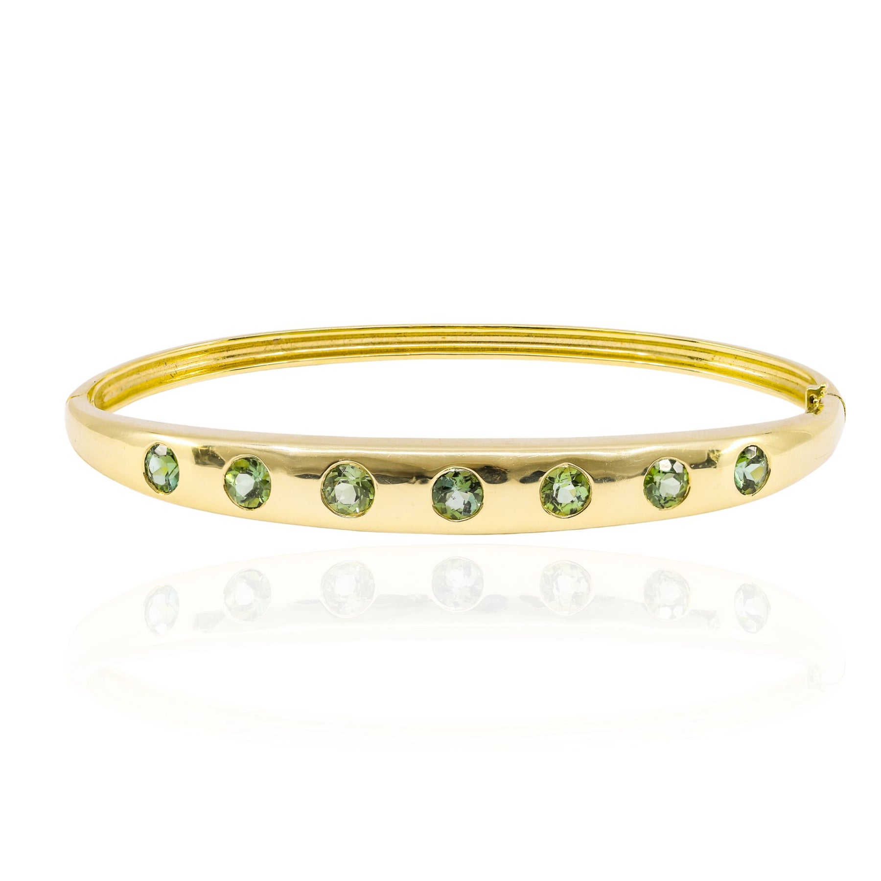 LAUREN K 18K YELLOW GOLD GREEN TOURMALINE BANGLE BRACELET