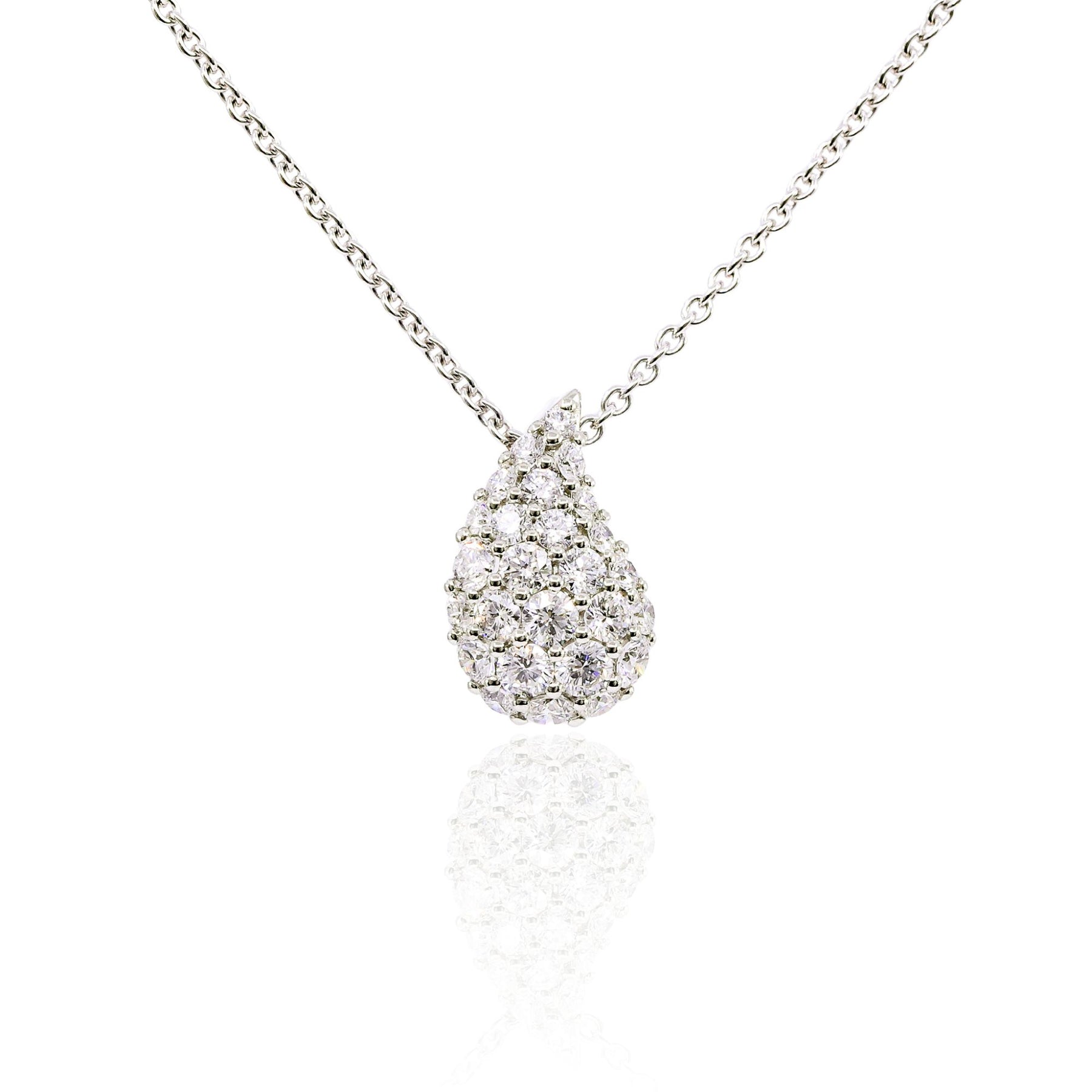 MARK PATTERSON 18K WHITE GOLD ESSENTIALS TEARDROP DIAMOND PENDANT NECKALCE