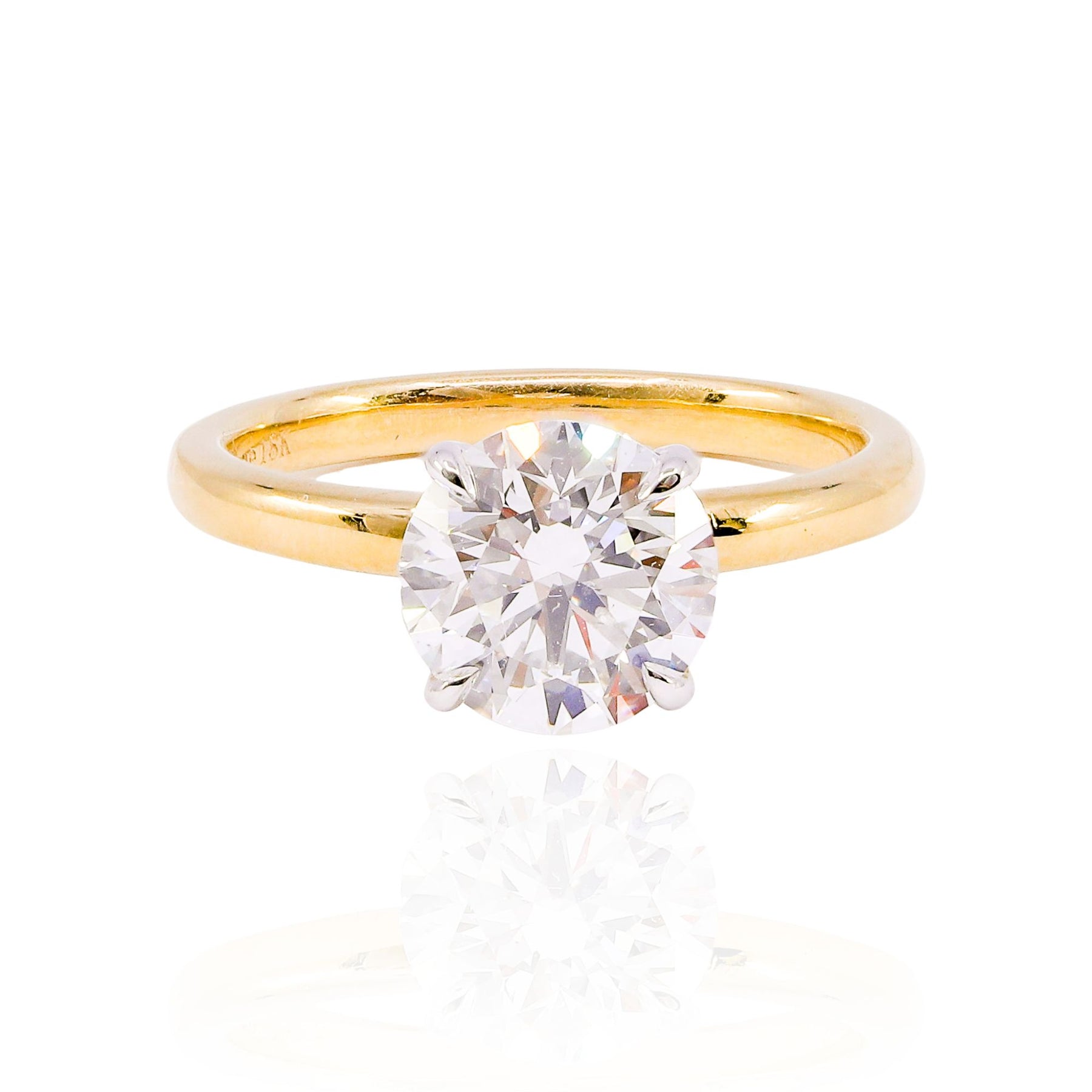 18K YELLOW GOLD 2.15CT ROUND BRILLIANT DIAMOND SOLITAIRE ENGAGEMENT RING