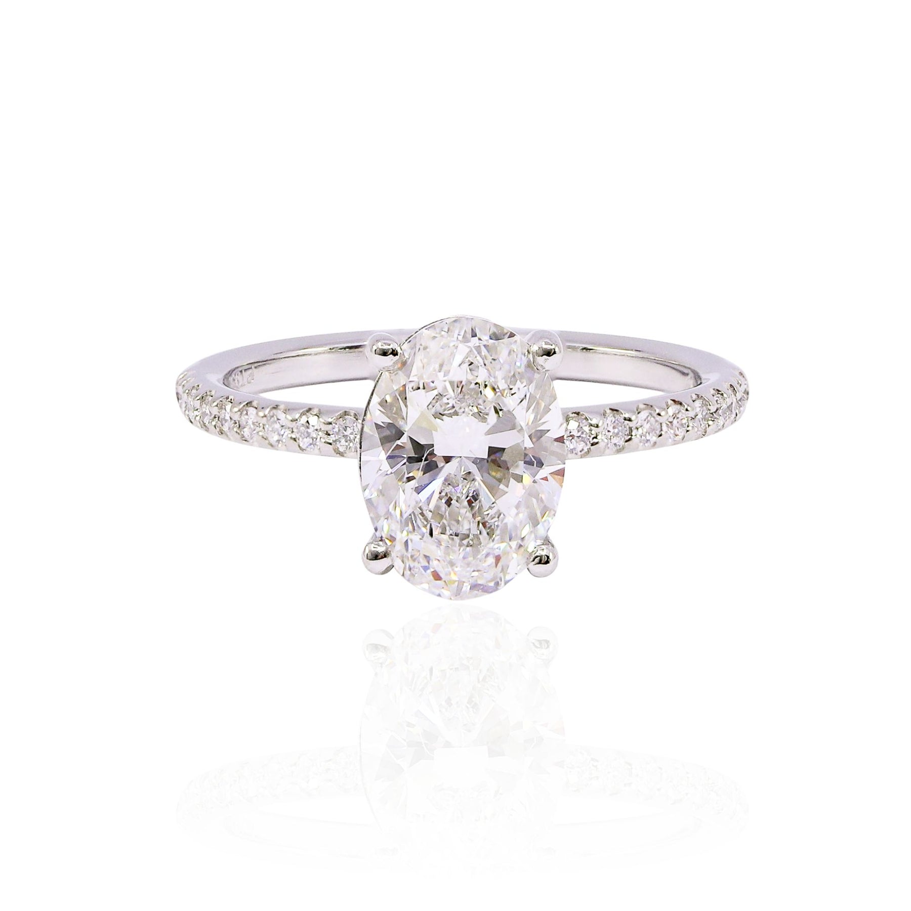 MARK PATTERSON PLATINUM 2.01CT OVAL DIAMOND ENGAGEMENT RING WITH ACCENTS 0.24CTW