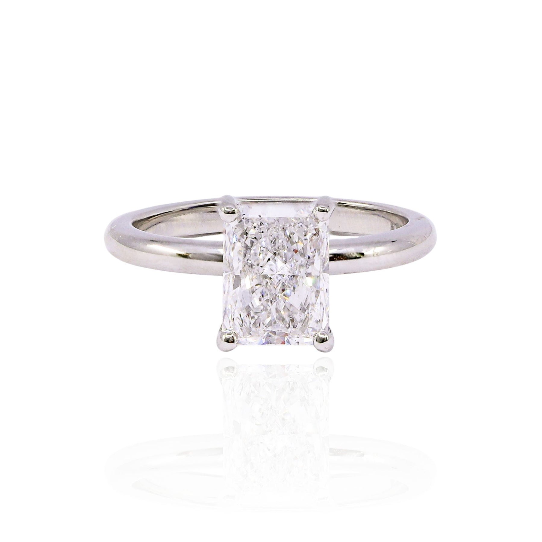 PLATINUM 2.01CT RADIANT-CUT DIAMOND SOLITAIRE ENGAGEMENT RING WITH HIDDEN HALO