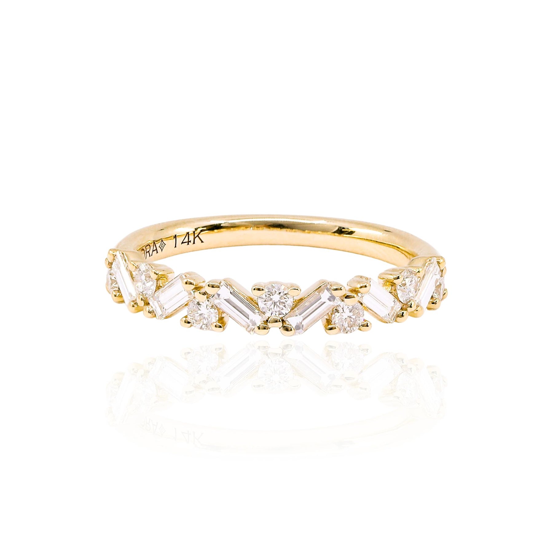 VLORA 14K YELLOW GOLD MIXED CUT DIAMOND WEDDING BAND 0.60CTW