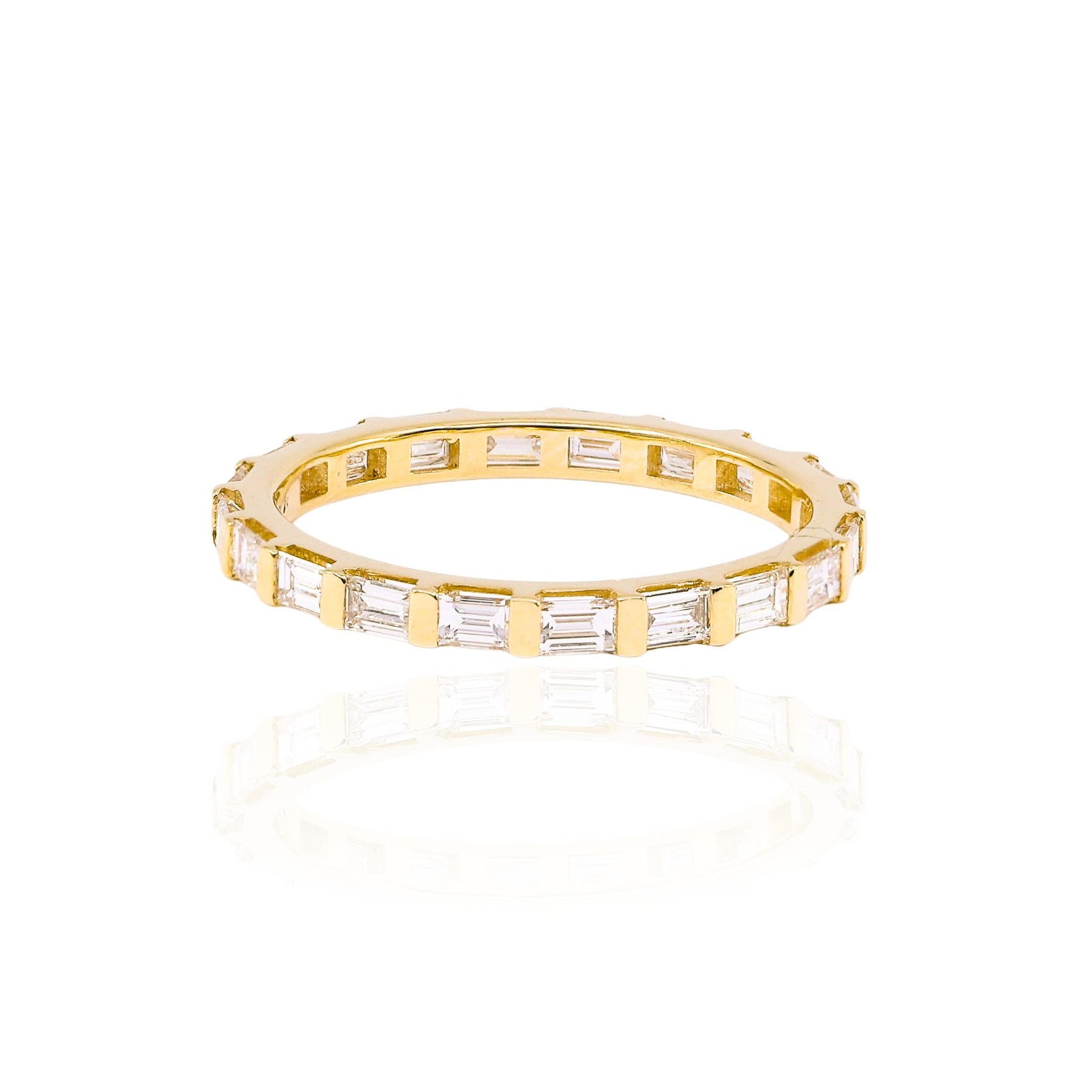 MARK PATTERSON 18K YELLOW GOLD BAR-SET BAGUETTE DIAMOND ETERNITY BAND