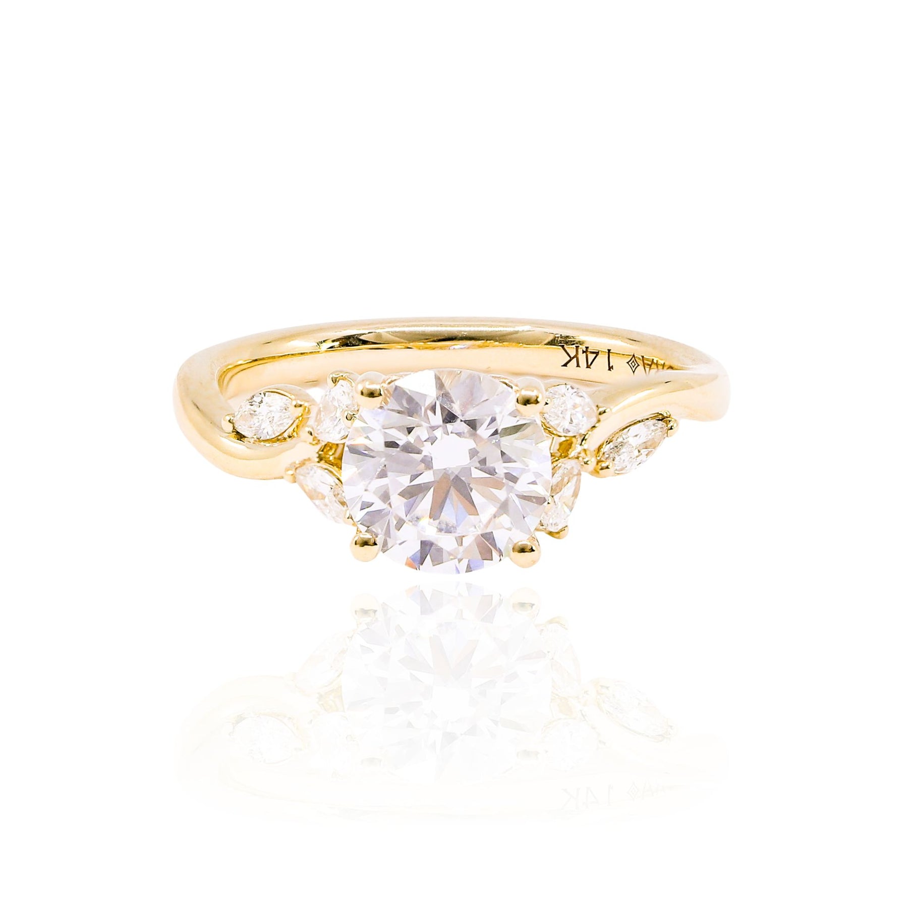VLORA 14K YELLOW GOLD MIXED FANCY-CUT DIAMOND ENGAGEMENT RING - SETTING ONLY