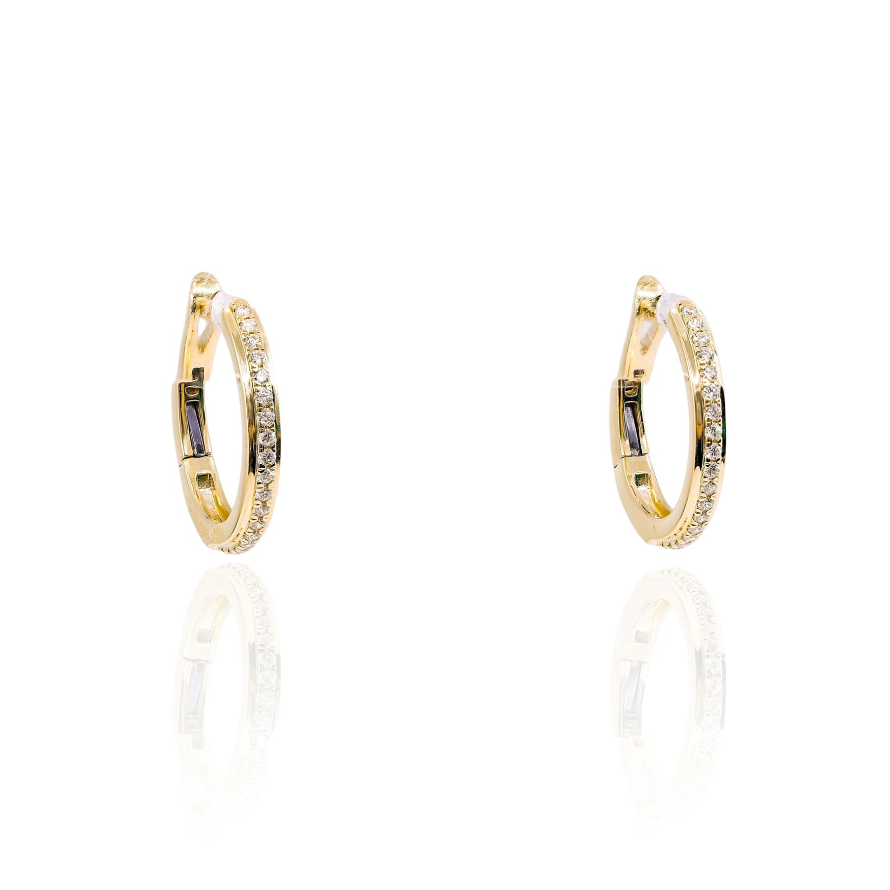 14K YELLOW GOLD 17MM DIAMOND HOOP EARRINGS 0.20CTW